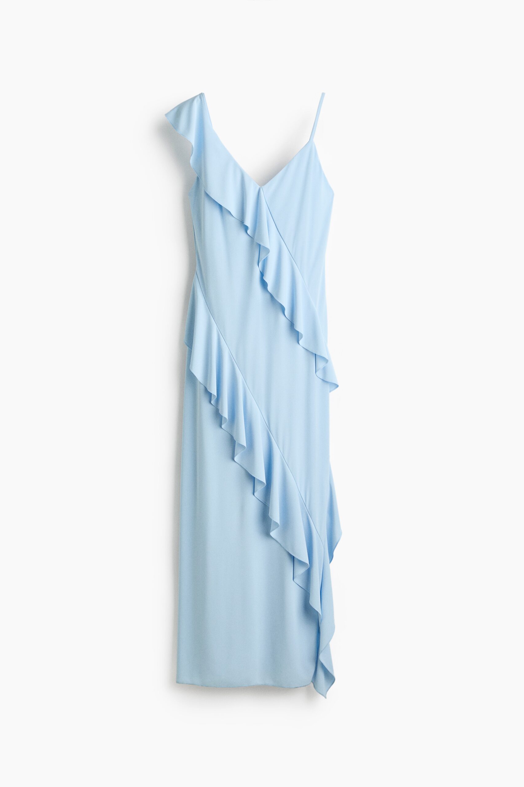 H & M - Tricot jurk met volant - Lichtblauw