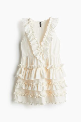 H & M - Jurk met volants - Wit