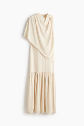 H & M - Tricot jurk met capedetail - Bleekgeel