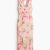H & M - Chiffon jurk met sjaal - Lichtroze/Bloemen