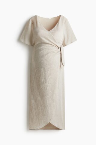 H & M - MAMA Crinklejurk met overslag - Lichtbeige