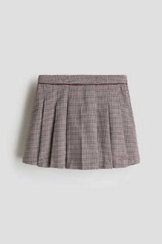 H & M - Plooirok van katoenen twill - Rood/Zwart Dogtoothdessin