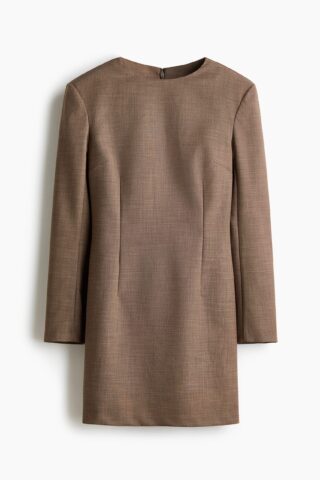 H & M - Jurk met schoudervullingen - Taupe