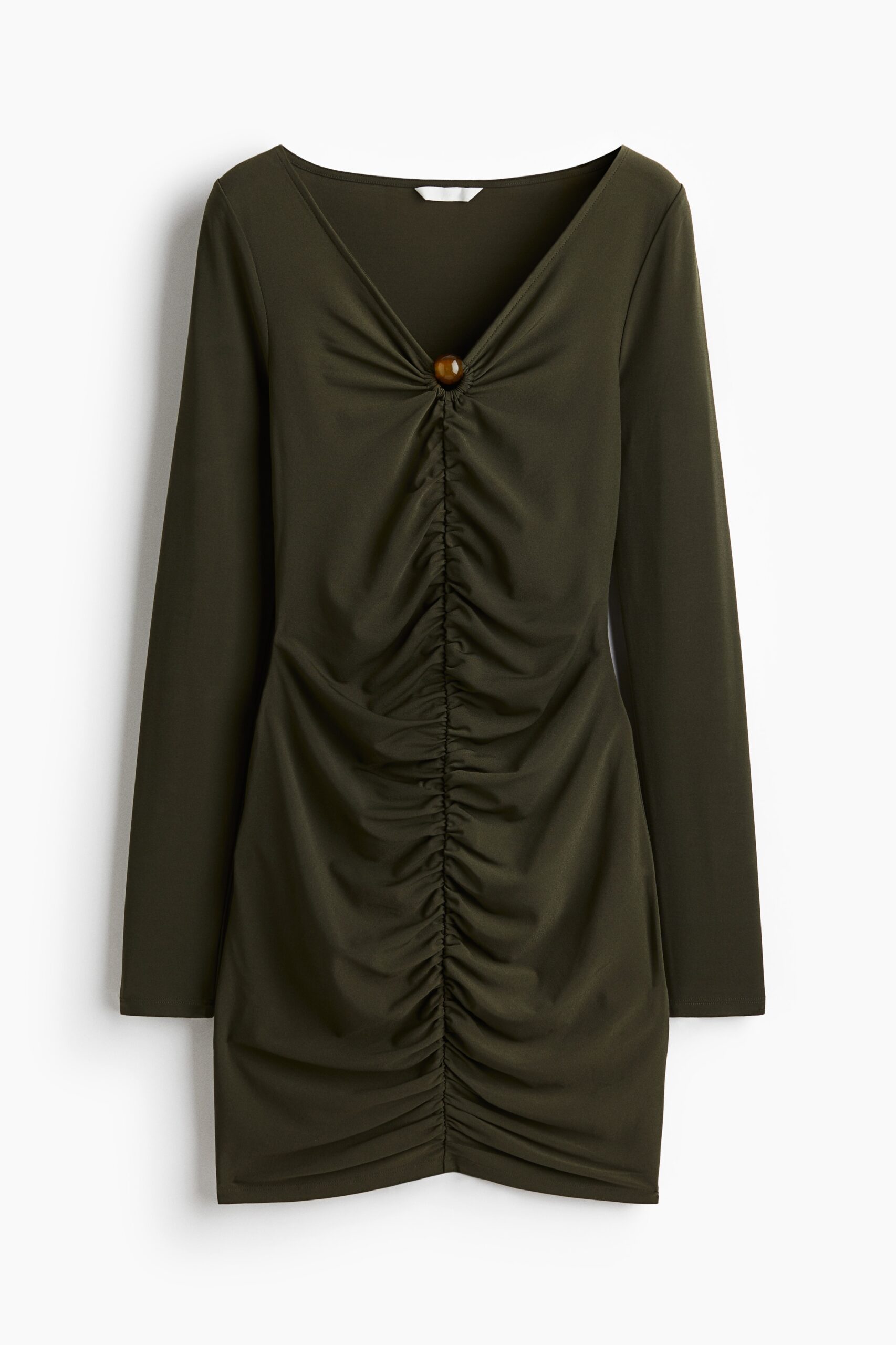 H & M - Gedrapeerde mini-jurk - Donkergroen