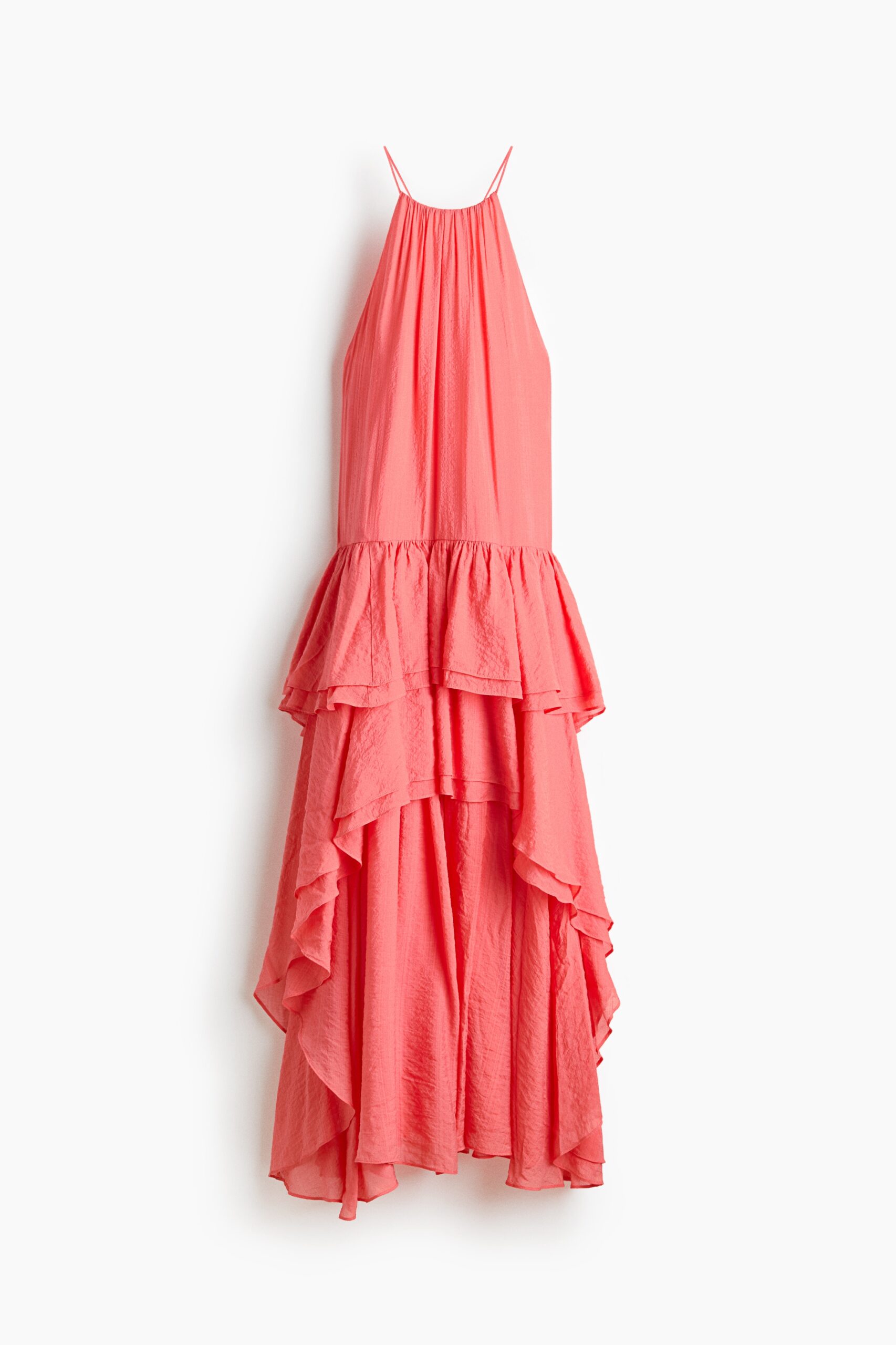 H & M - High-low volantjurk - Frambozenrood