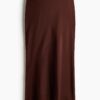 H & M - Satijnen slip-on rok - Roestbruin