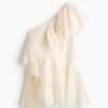 H & M - One-shoulderjurk met volants - Roomwit