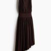 H & M - Gedrapeerde jurk met turtleneck - Donkerbruin