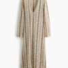 H & M - Maxi-jurk met gehaakte look - Lichtbeige/Dessin