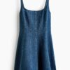 H & M - Denim jurk met uitlopende rok - Denimblauw