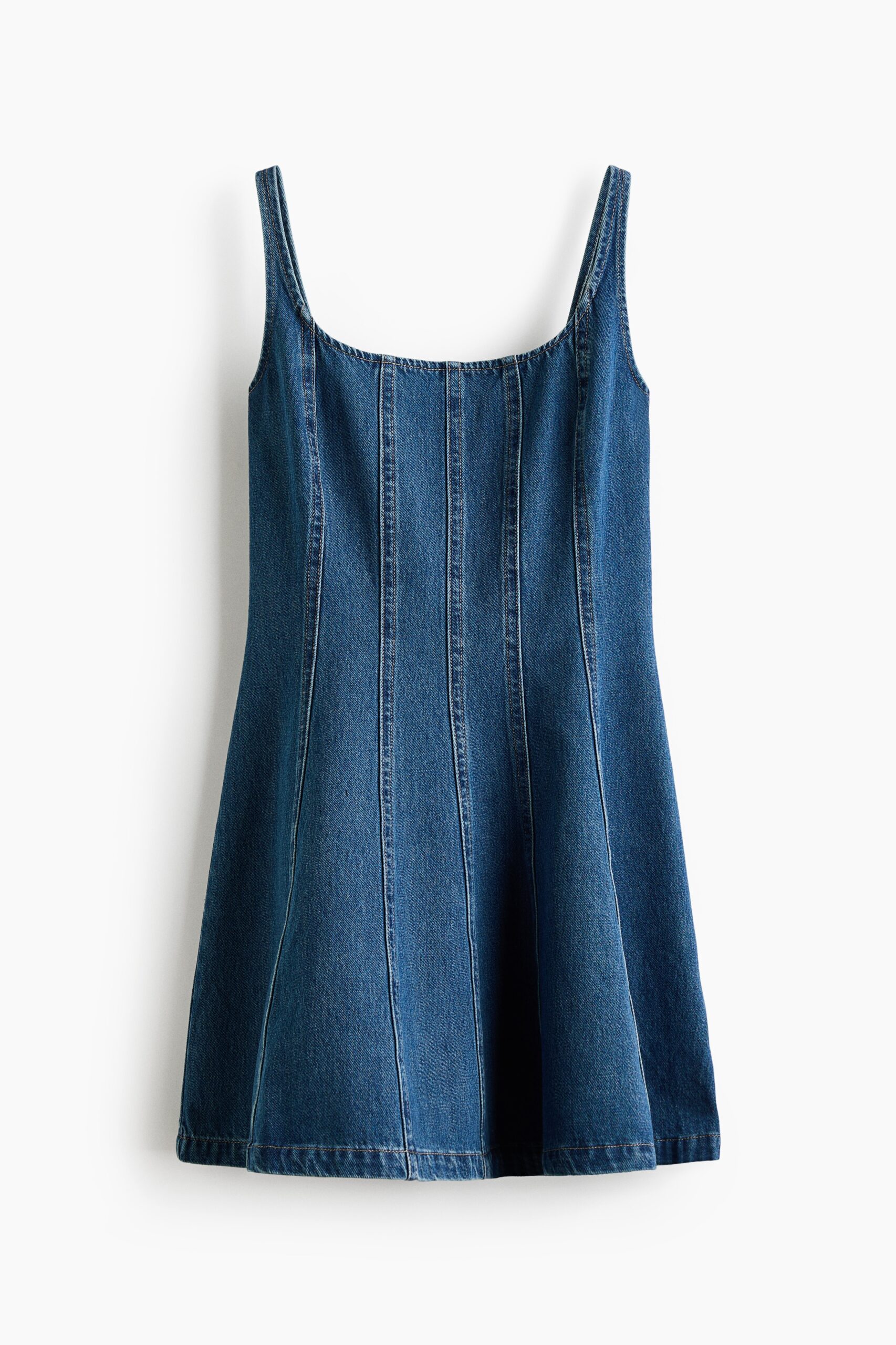 H & M - Denim jurk met uitlopende rok - Denimblauw