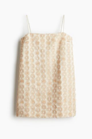 H & M - Strappy jurk met applicaties - Lichtbeige