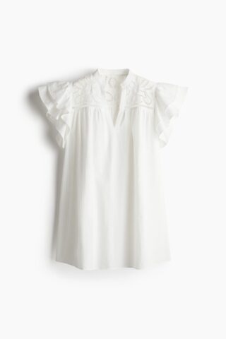 H & M - Jurk met volantmouwtjes - Wit