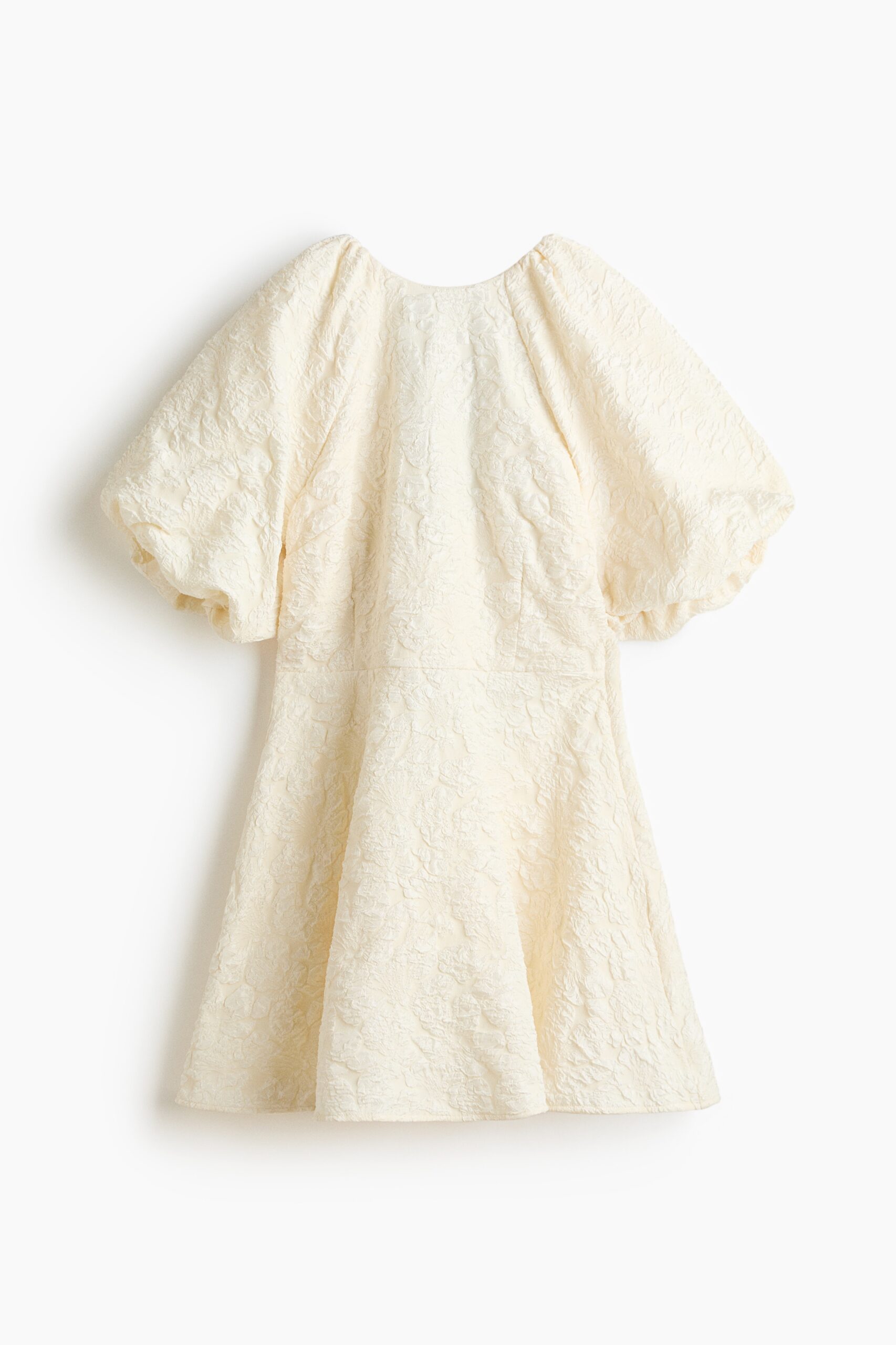 H & M - Jurk met ballonmouwen - Roomwit