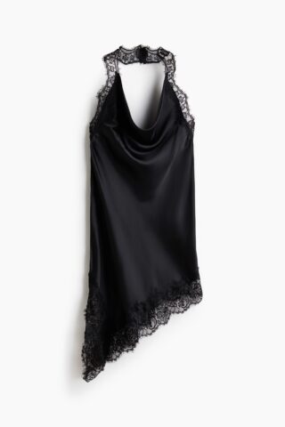 H & M - Satijnen halterjurk - Zwart