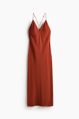 H & M - Jurk met kralendetails - Donkeroranje