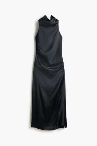 H & M - Satijnen halterjurk - Marineblauw