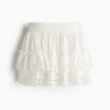H & M - Strokenrok met broderie anglaise - Roomwit