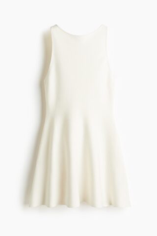 H & M - Ribgebreide jurk - Roomwit