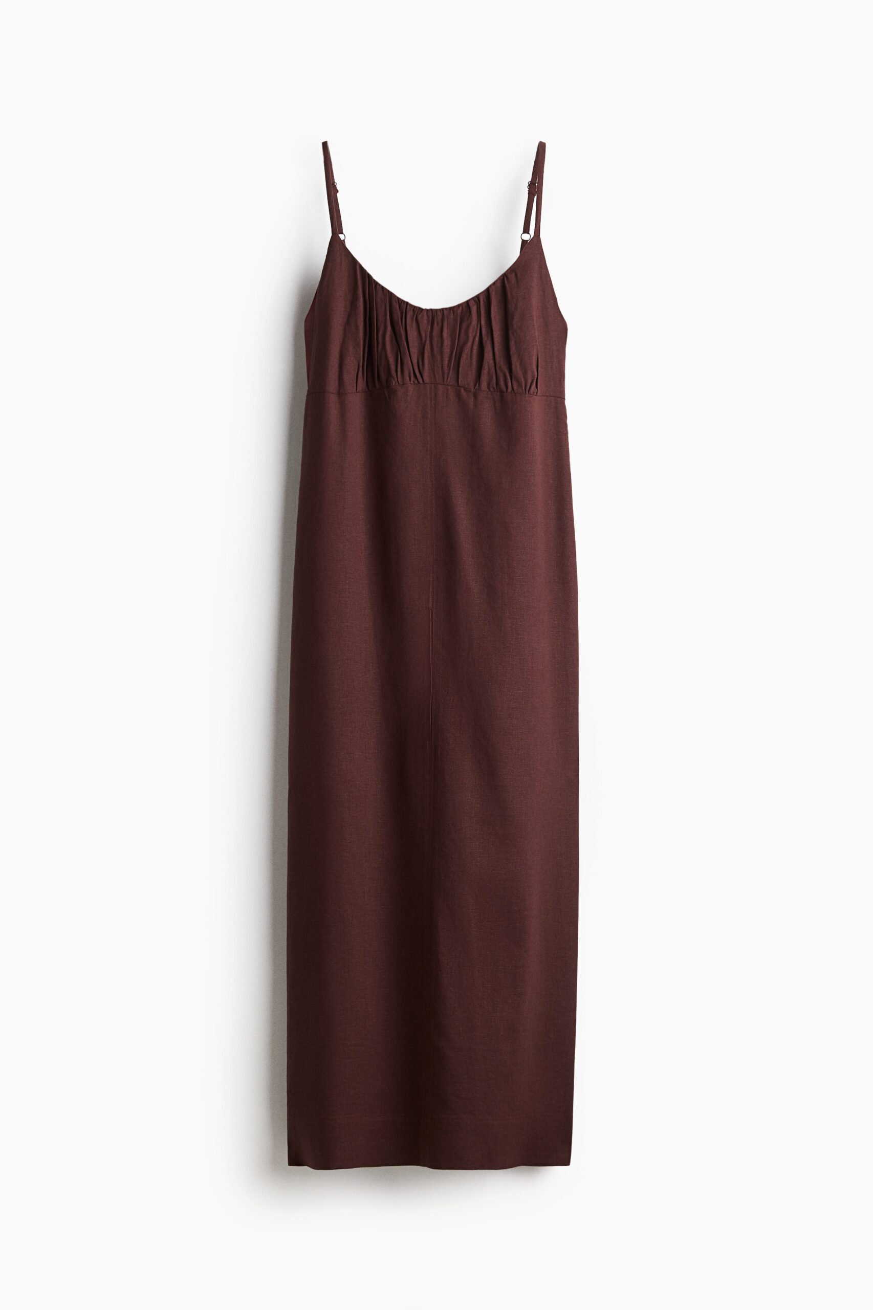 H & M - Strappy jurk van linnenmix - Donkerbruin