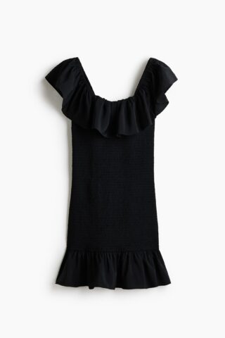 H & M - Off-the-shoulderjurk met volant - Zwart