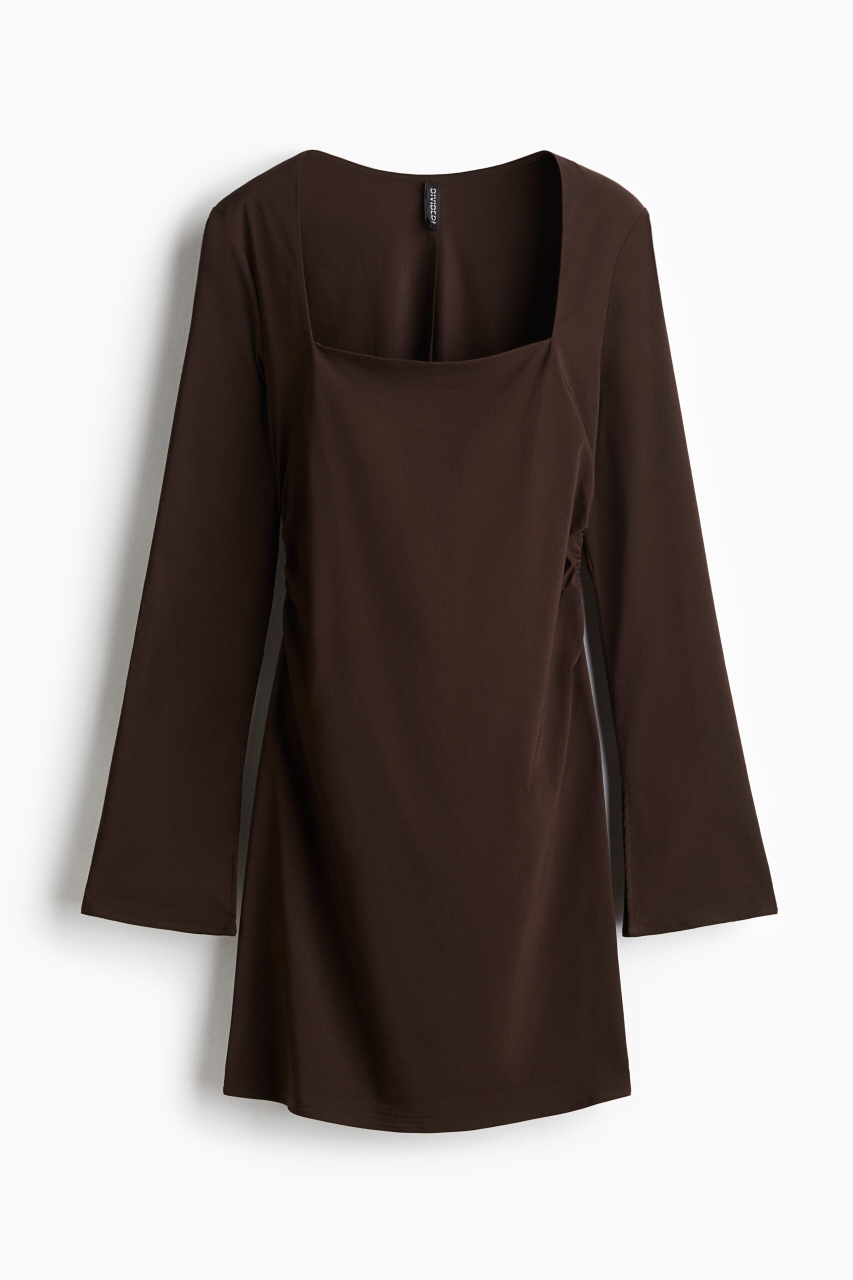 H & M - Jurk met vierkante halsopening - Donkerbruin