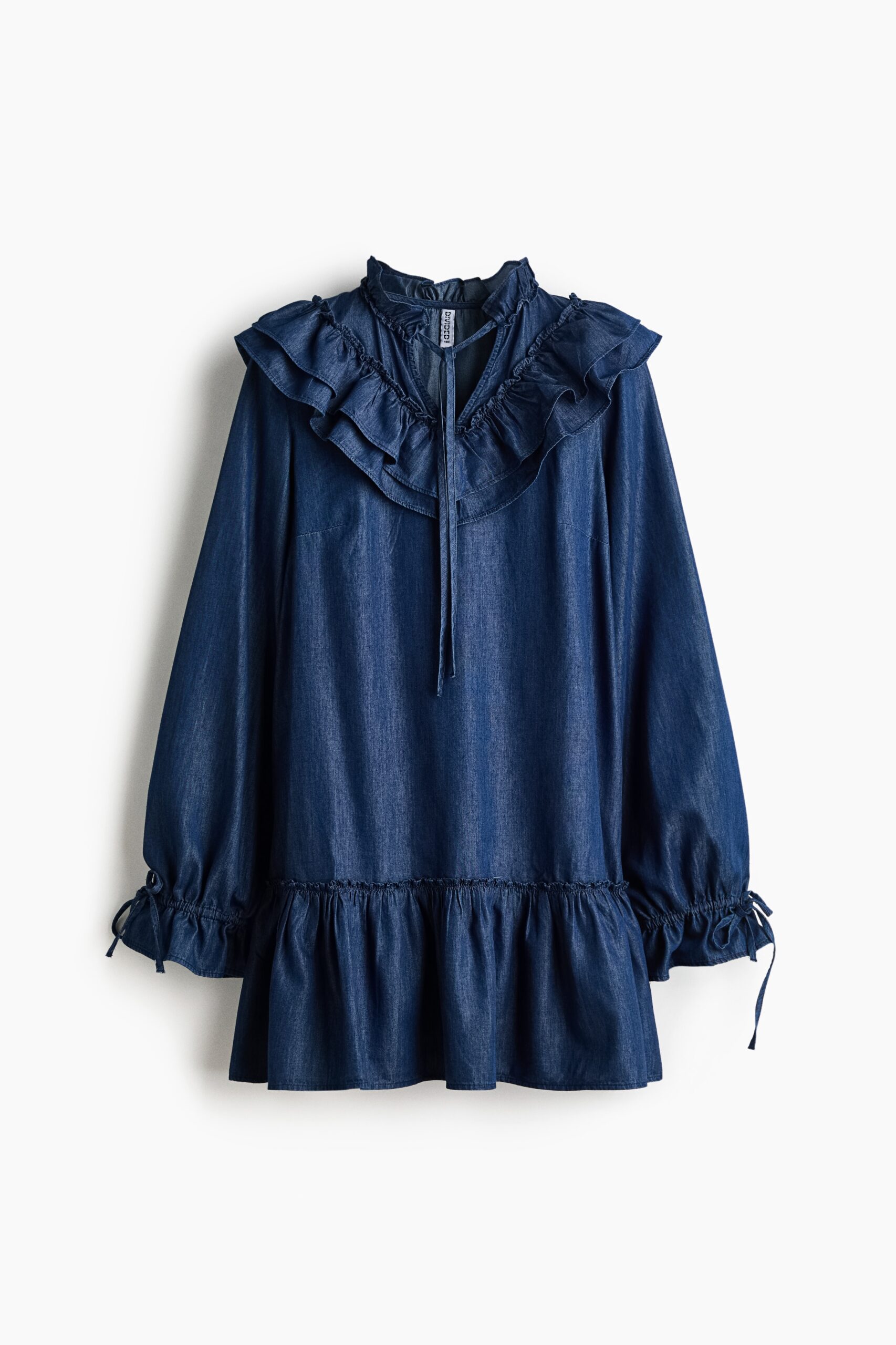 H & M - Denim jurk met volant - Donker Denimblauw
