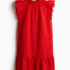 H & M - Jurk met broderie anglaise - Rood