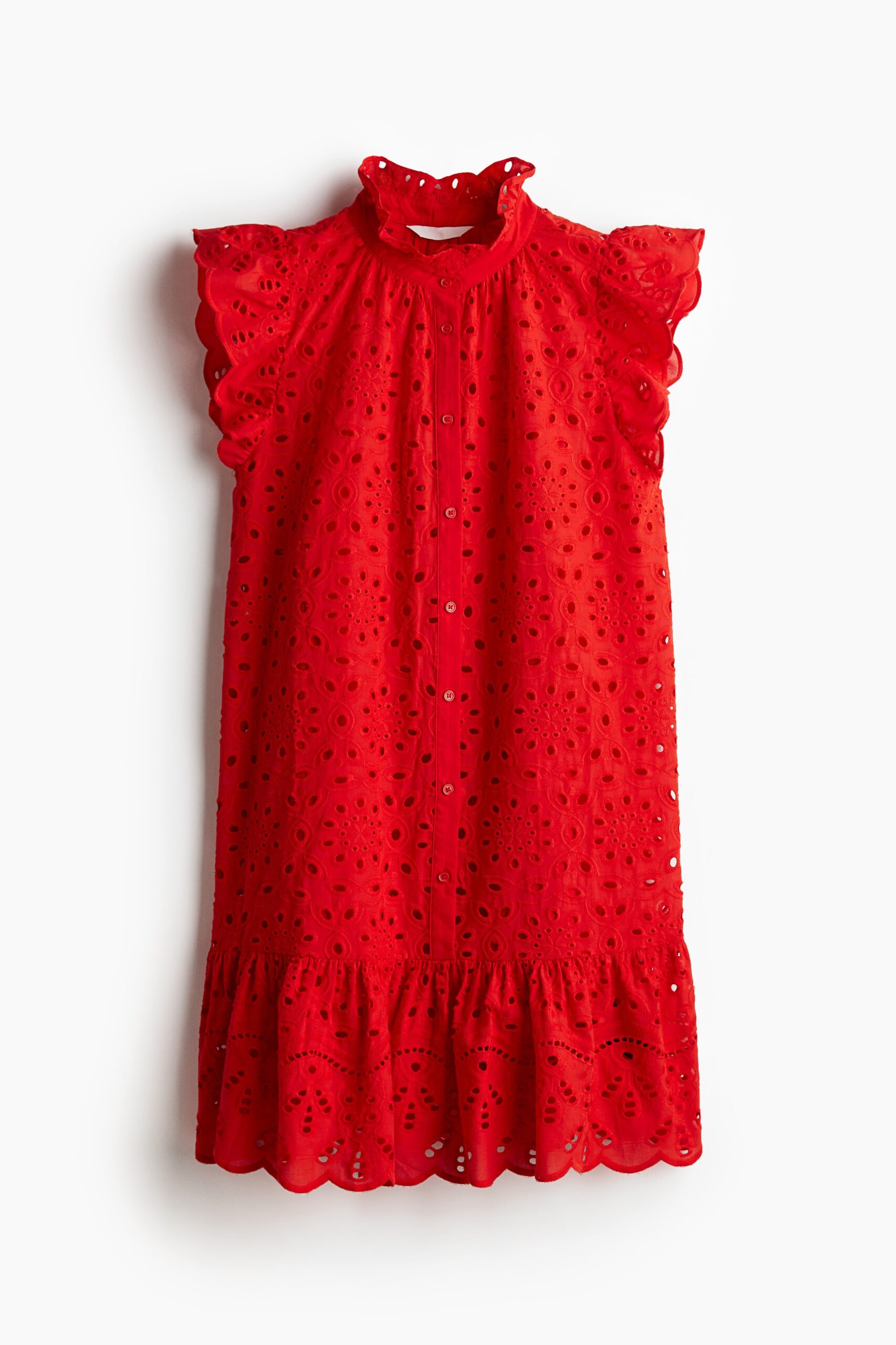 H & M - Jurk met broderie anglaise - Rood H & M - Jurk met broderie anglaise - Rood