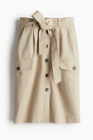 H & M - Utilityrok met strikceintuur - Beige