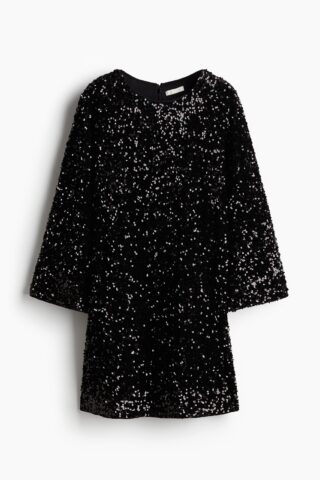 H & M - A-linejurk met pailletten - Zwart