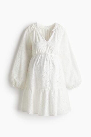 H & M - MAMA Jurk met broderie anglaise - Wit