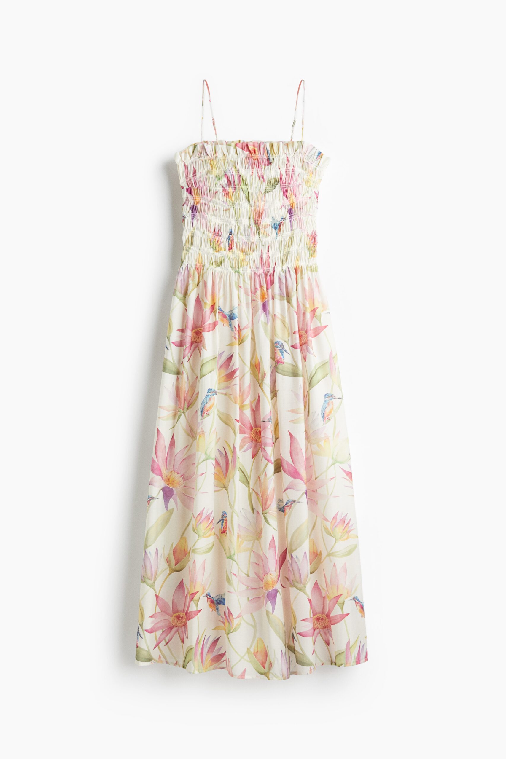 H & M - Strappy jurk met smokwerk - Roomwit/Bloemen H & M - Strappy jurk met smokwerk - Roomwit/Bloemen