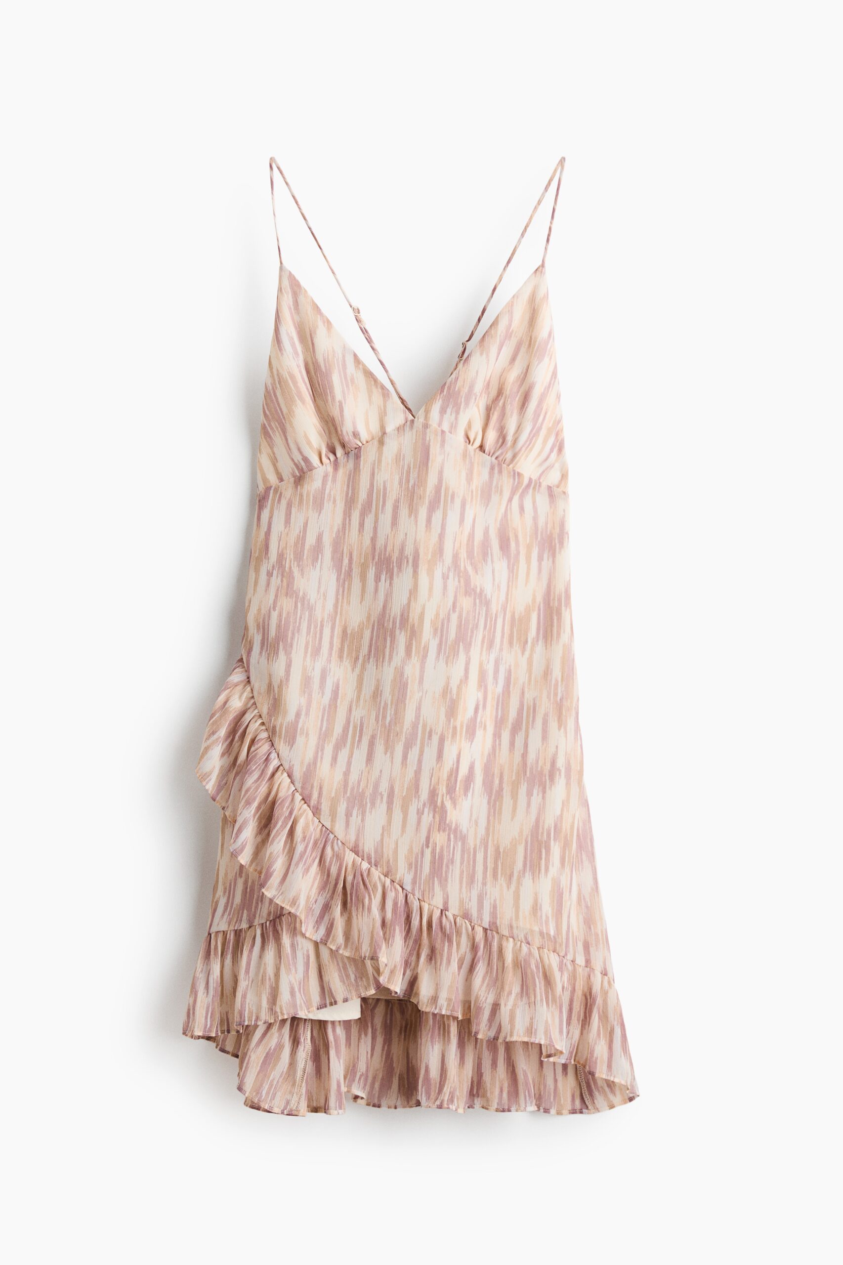 H & M - Volantjurk van chiffon - Lichtbeige/Dusty Roze