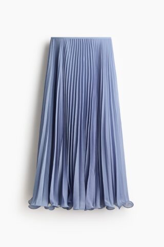 H & M - Licht transparante plissérok - Dusty Blauw