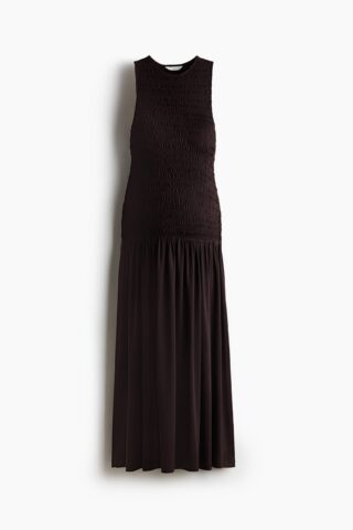 H & M - MAMA Gesmokte tricot jurk - Donkerbruin