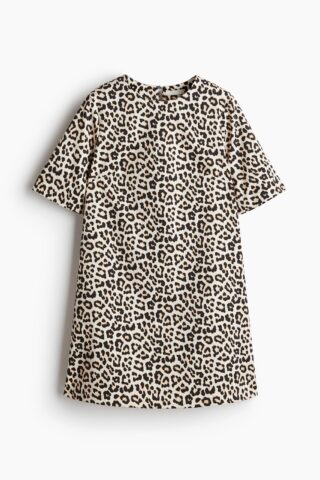 H & M - A-linejurk - Lichtbeige/Luipaarddessin