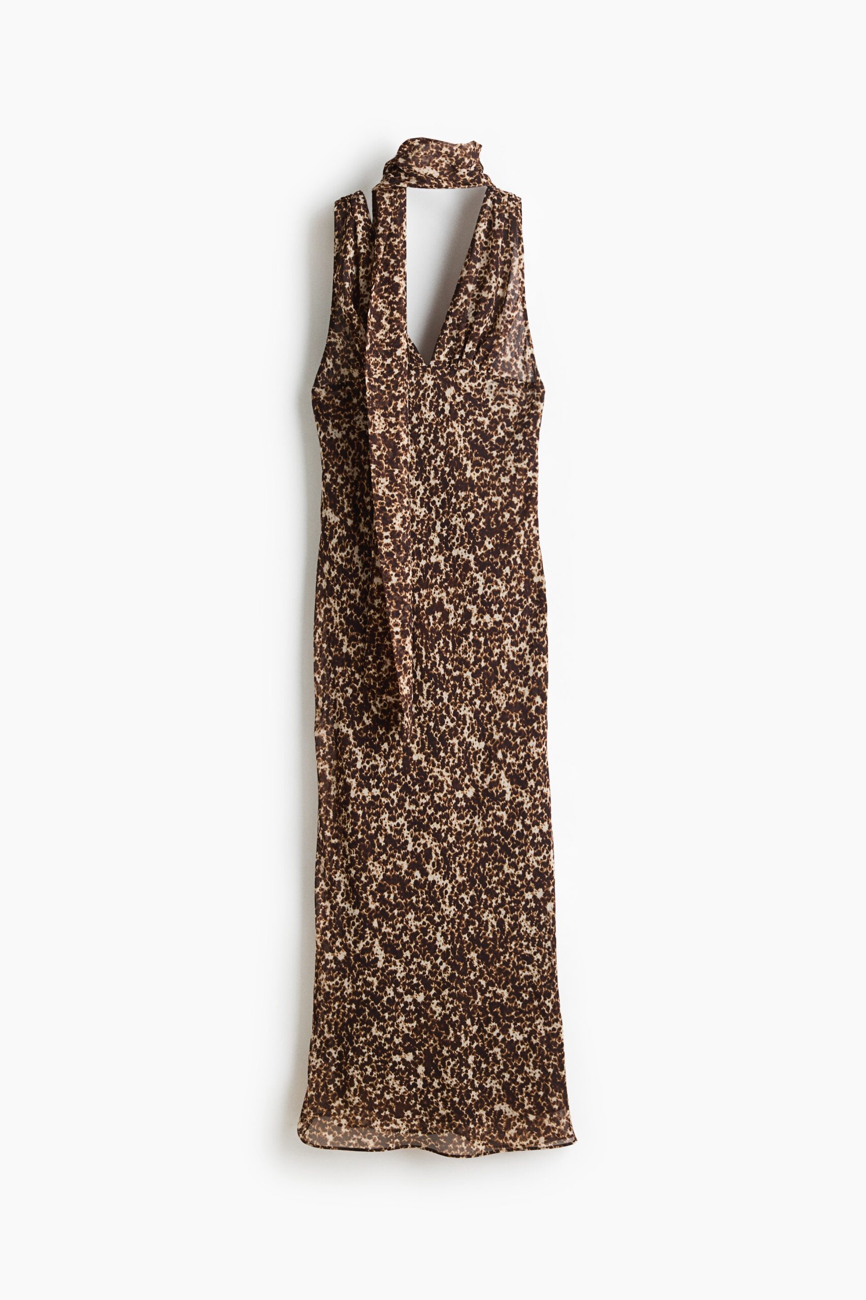H & M - Chiffon jurk met sjaal - Donkerbruin/Dessin H & M - Chiffon jurk met sjaal - Donkerbruin/Dessin