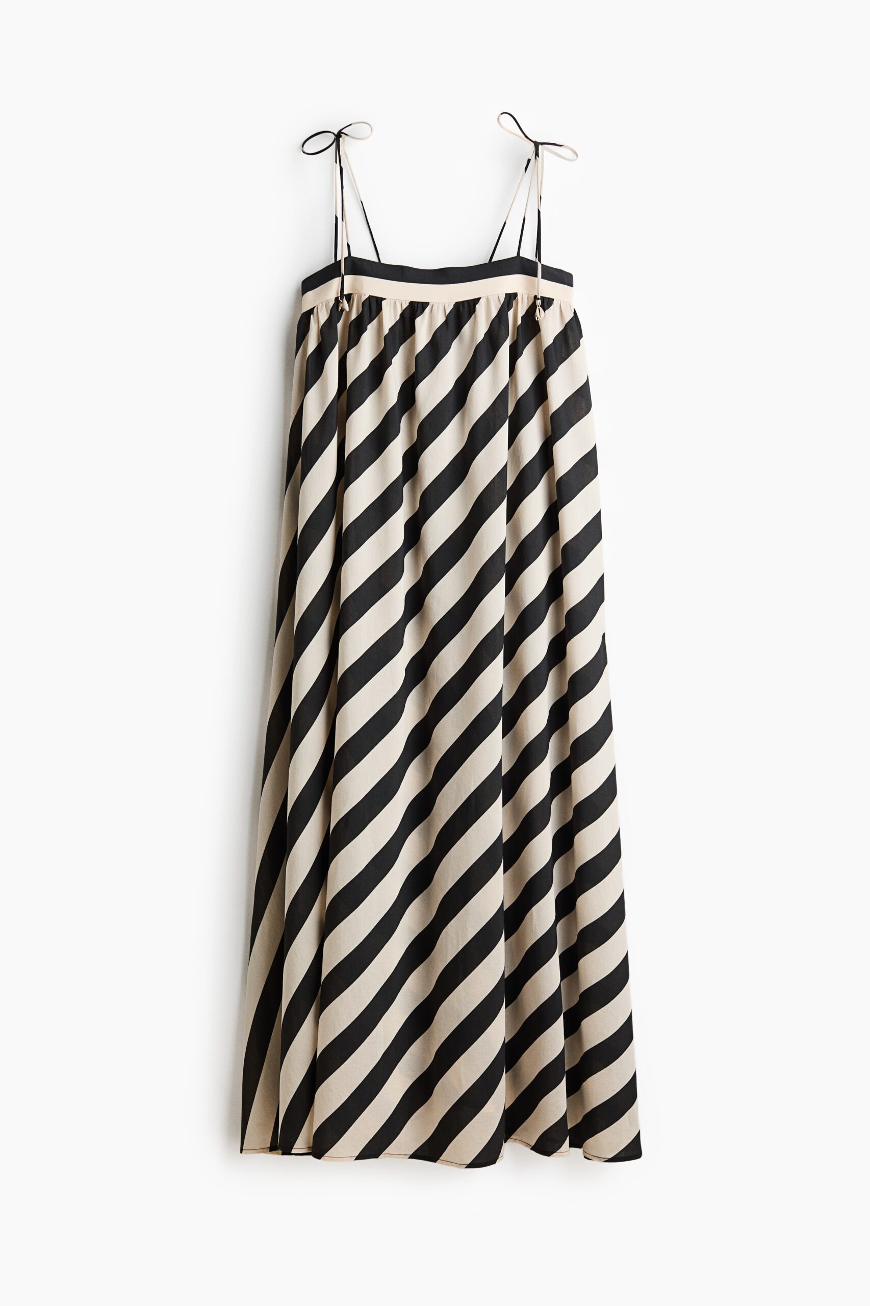 H & M - A-linejurk met strikbanden - Zwart/Roomwit Gestreept H & M - A-linejurk met strikbanden - Zwart/Roomwit Gestreept
