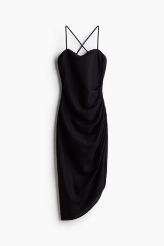 H & M - Gedrapeerde jurk van linnenmix - Zwart