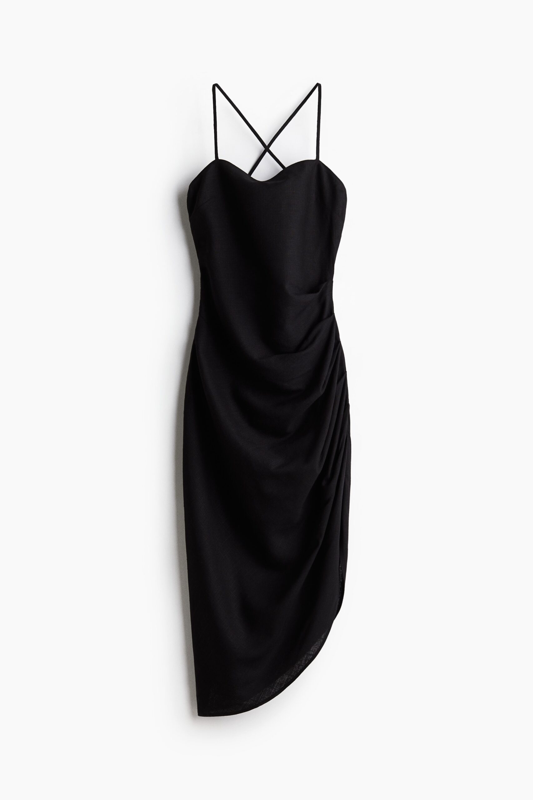 H & M - Gedrapeerde jurk van linnenmix - Zwart H & M - Gedrapeerde jurk van linnenmix - Zwart