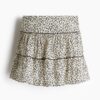 H & M - Uitlopende rok - Lichtbeige/Bloemen