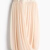 H & M - Gedrapeerde rok van chiffon - Lichtbeige