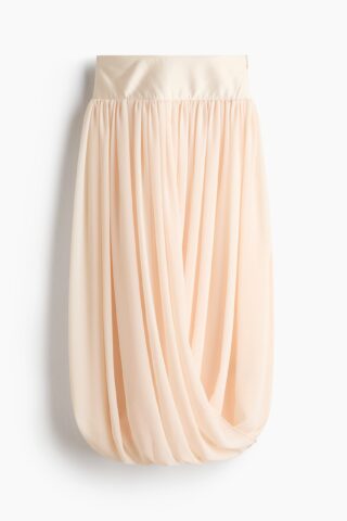 H & M - Gedrapeerde rok van chiffon - Lichtbeige
