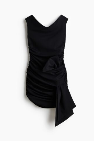 H & M - Gedrapeerde off-the-shoulderjurk - Zwart