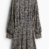 H & M - Jurk met lange mouwen - Zwart/Wit Dessin