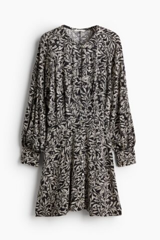 H & M - Jurk met lange mouwen - Zwart/Wit Dessin