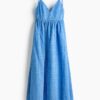 H & M - Jurk met strikbandjes en broderie anglaise - Blauw