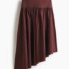 H & M - Asymmetrische midirok - Donkerbruin