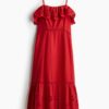 H & M - Katoenen jurk met broderie anglaise - Rood